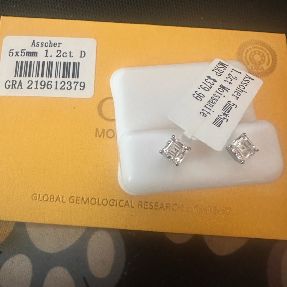 Moissanite Asscher Cut Stud Earrings - Sterling